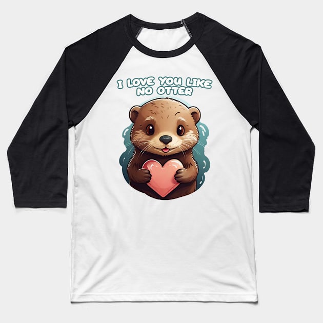 Kawaii cute otter Baseball T-Shirt by WahomeV